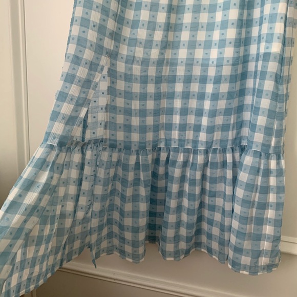 TOPSHOP Gingham Smocked Tiered Midi Skirt - Picture 4 of 8